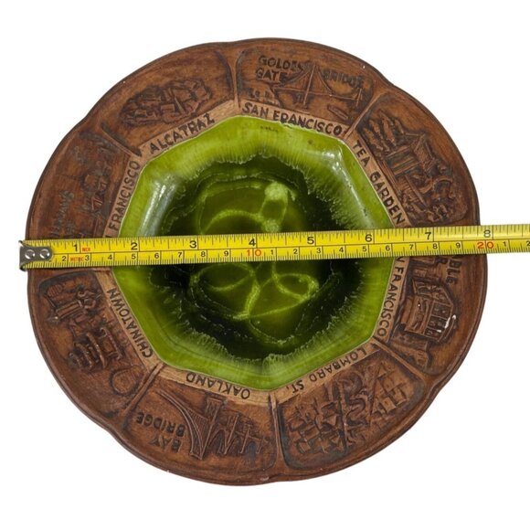 Vintage Treasure Craft Pottery Dish Bowl Ashtray Los Angeles CA Souvenir Green - Picture 10 of 11
